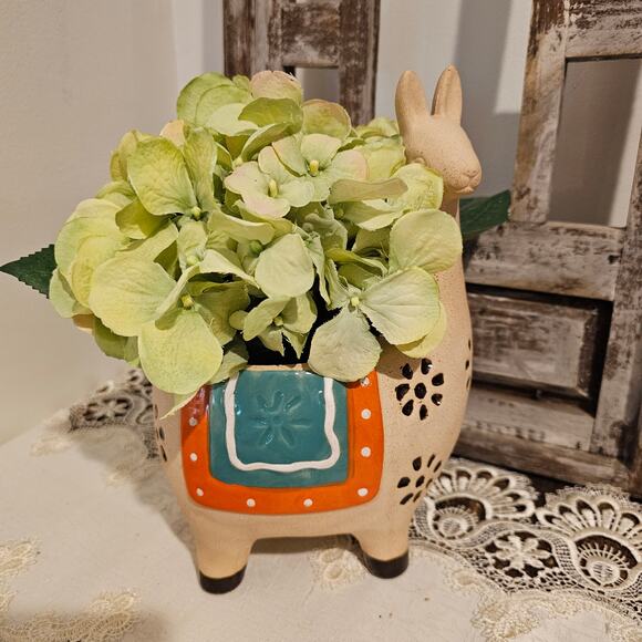 Whimsical Alpaca Planter - Hand Painted Ceramic Llama Succulent Planter Pot - Picture 6 of 10